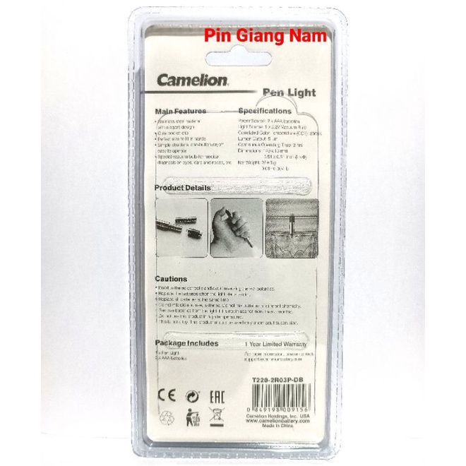 Đèn pin bút Camelion soi tai mũi họng kèm 2 pin AAA