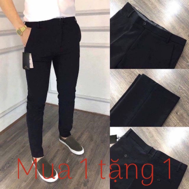 Mua 1 tặng 1,mua 1 quần tặng 1 áo phông, Quần âu nam ống côn vải mềm co giãn thoáng mát,Quần âu nam công sở nhiều màu
