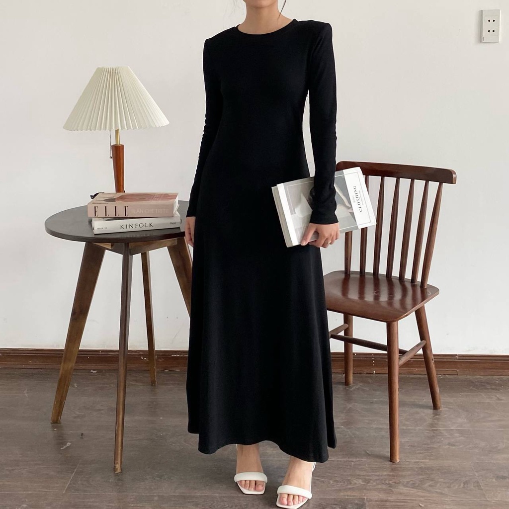 ĐẦM THUN DÀI TAY BASIC | lim.studio