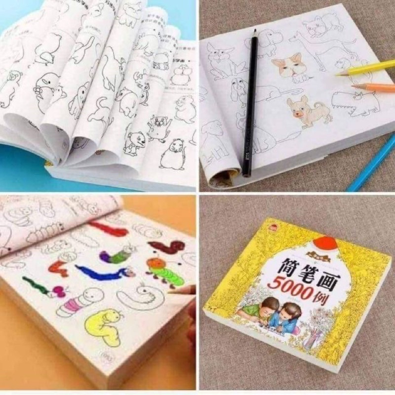 Bộ TÔ MÀU 5000 HÌNH TẶNG KÈM HỘP BÚT MÀU cho bé tập tô chi tiết