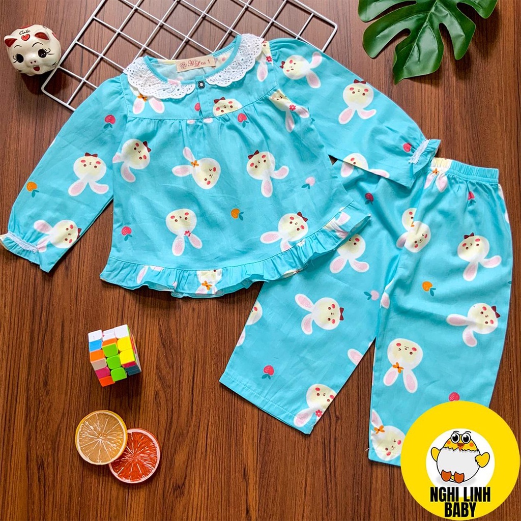 Đồ bộ kate lụa cho bé gái, tay dài quần dài mềm, mịn thoáng mát có size từ 12-38kg - Nghi Linh Baby