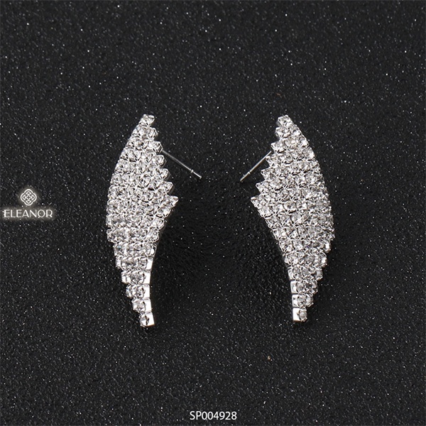 Bông tai nữ chuôi bạc 925 Eleanor Accessories đính đá hình thoi dài phụ kiện trang sức 4928