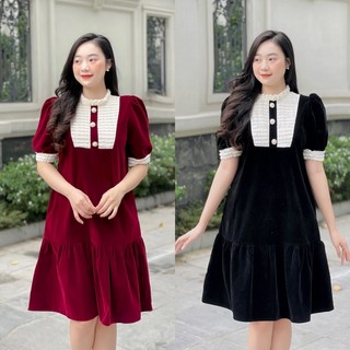 Váy nhung xuông Kaia phối ren cao cấp tiểu thư