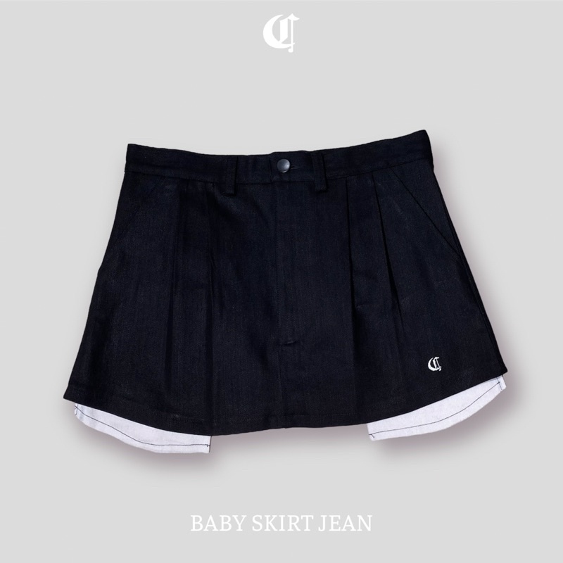 Chân váy ngắn Baby Skirt Chlisty xếp ly lộ túi y2k có lót quần chất khaki màu đen số đo cho người từ 40kg-80kg