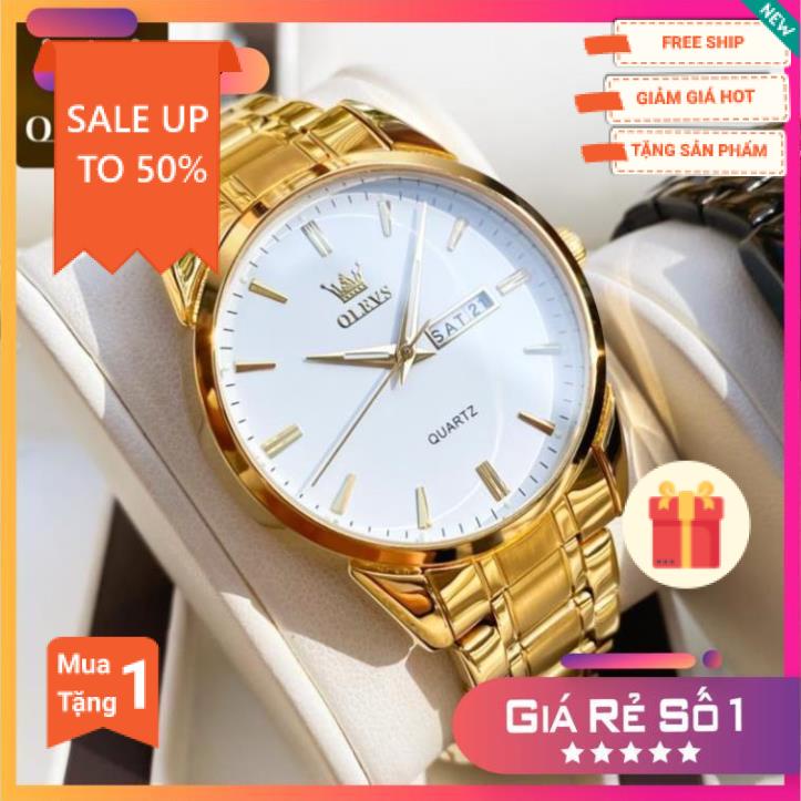 Đồng hồ quartz OLEVS 6898G dây thép không gỉ dạ quang chống nước chính hãng cho nam