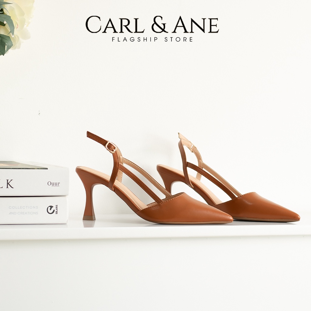 Carl & Ane - Giày cao gót nhọn bít mũi phối dây quai mảnh thời trang công sở cao màu đen - CL033