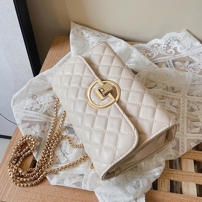 Túi Đeo Vai Màu Đen Phối Dây Xích Thời Trang Cao Cấp Cho Nữ