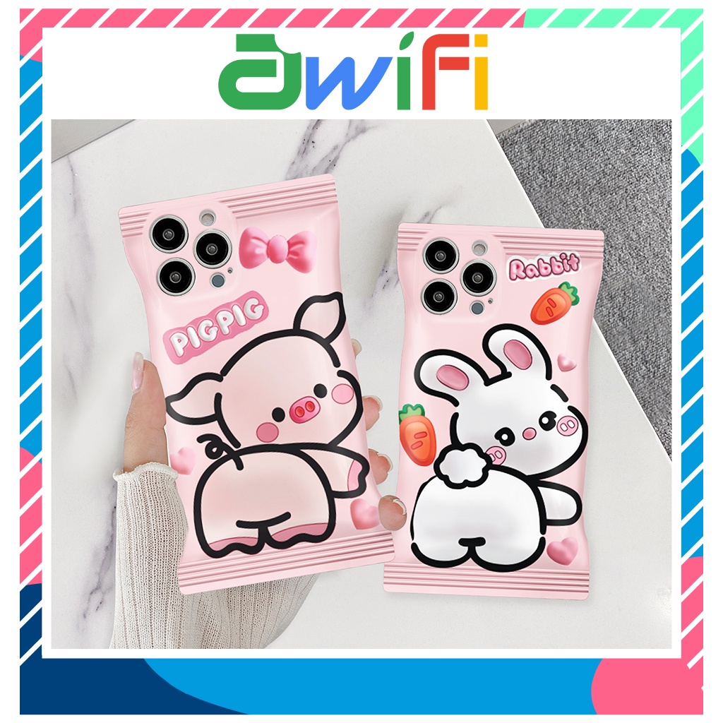 Ốp lưng iphone vỏ kẹo nền bóng rabbit pig 6/6splus/7/7plus/8/8plus/x/xr/xs/11/12/13/14/pro/max/plus/promax- Awifi A5-25 | BigBuy360 - bigbuy360.vn