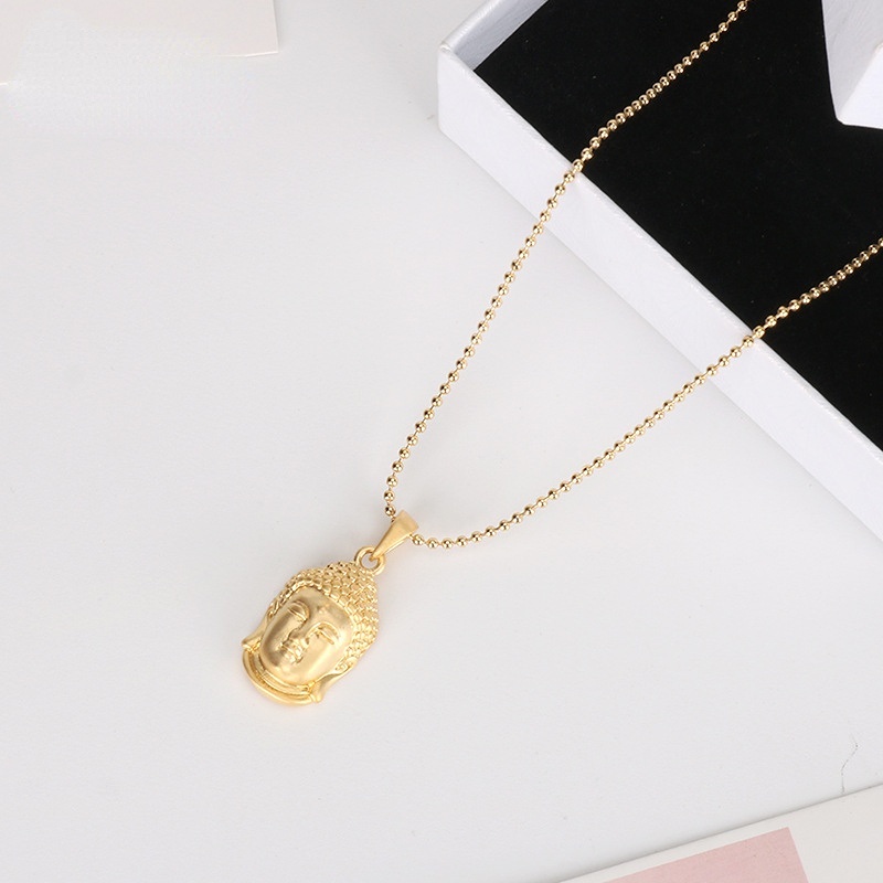 Dây Chuyền Mạ Vàng 18k Mặt Hình Đầu Phật Phong Cách Trung Hoa