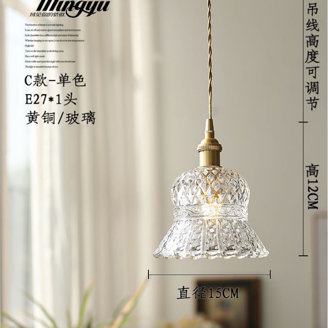 Enoughome Đèn Chùm Bằng Đồng Thủy Tinh Treo Ban Công Phòng Ngủ Ban Công Quán Bar Kiểu Pháp Lãng Mạn Retro Dòng Dài