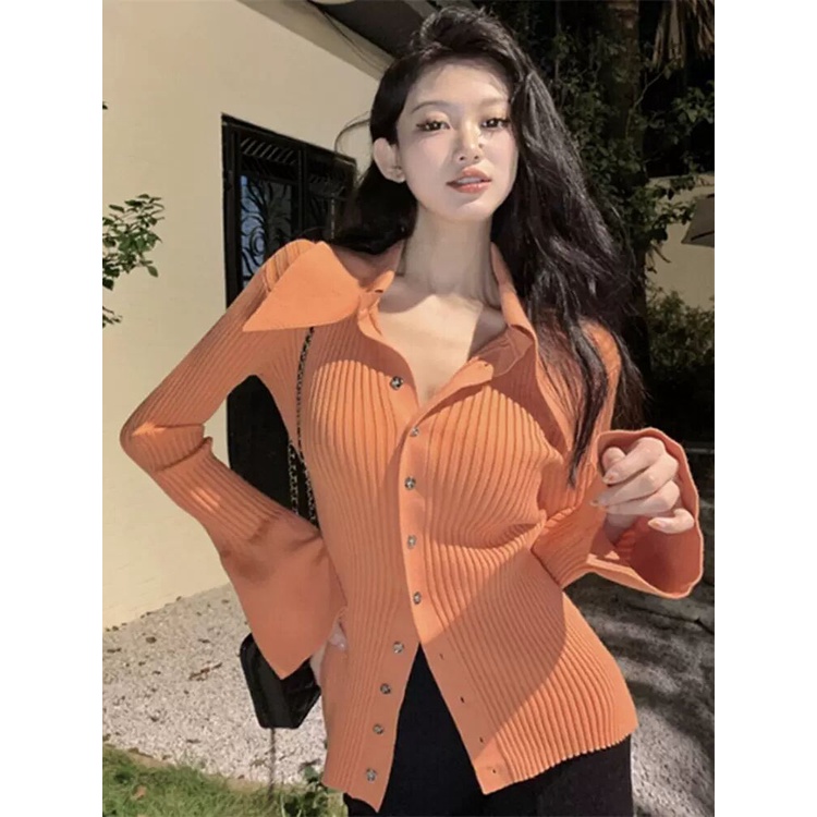 ZHELIHANGFEI Áo Khoác Cardigan Dệt Kim Tay Dài Dáng Ôm Gợi Cảm Cho Nữ