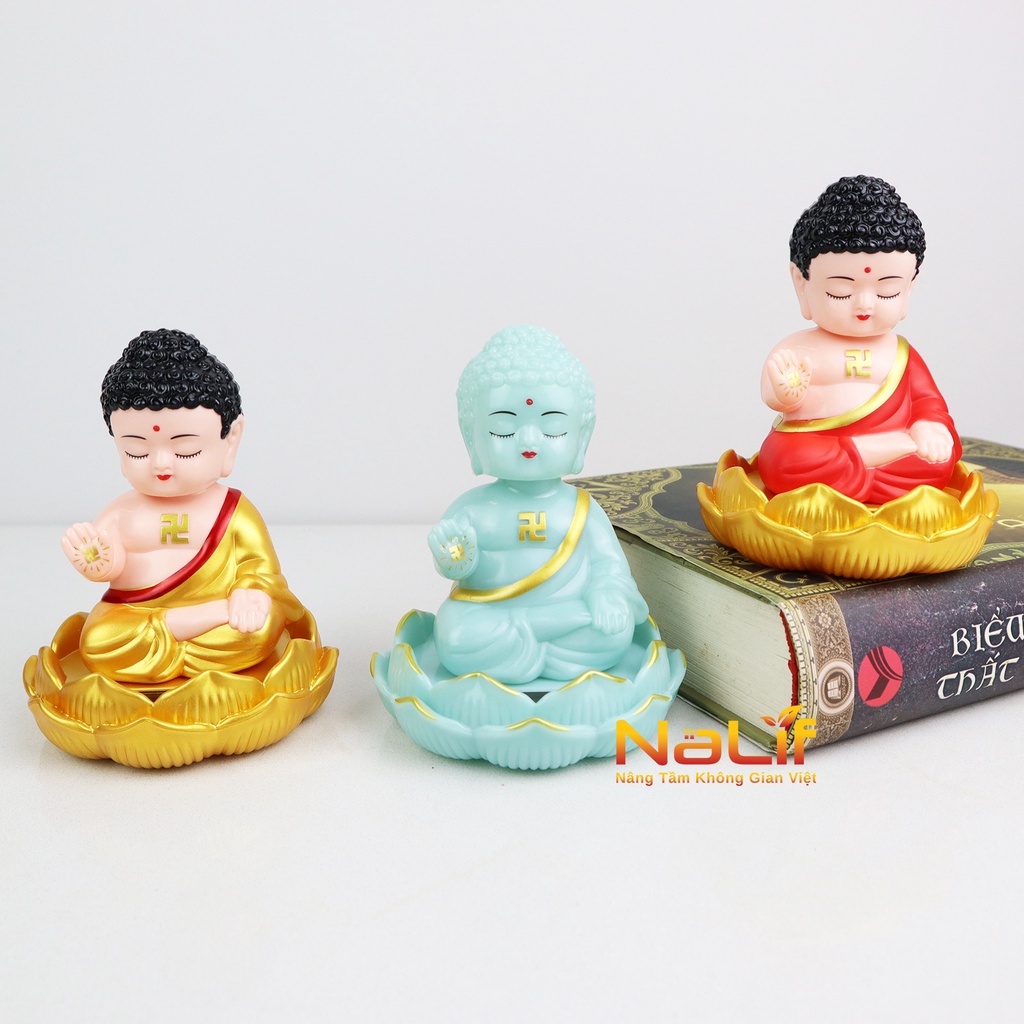 Tượng Phật Tổ Như Lai,Thích Ca Mâu Ni Ngồi Toà Sen Gật Đầu Năng Lượng Mặt Trời - Trang trí xe hơi, oto, bàn thờ