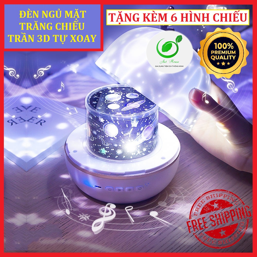 Đèn ngủ sao đèn ngủ 3D chiếu sao trời với 6 khung hình thay đổi xoay 360 độ linh hoạt – Không gian lung linh thêm chill.