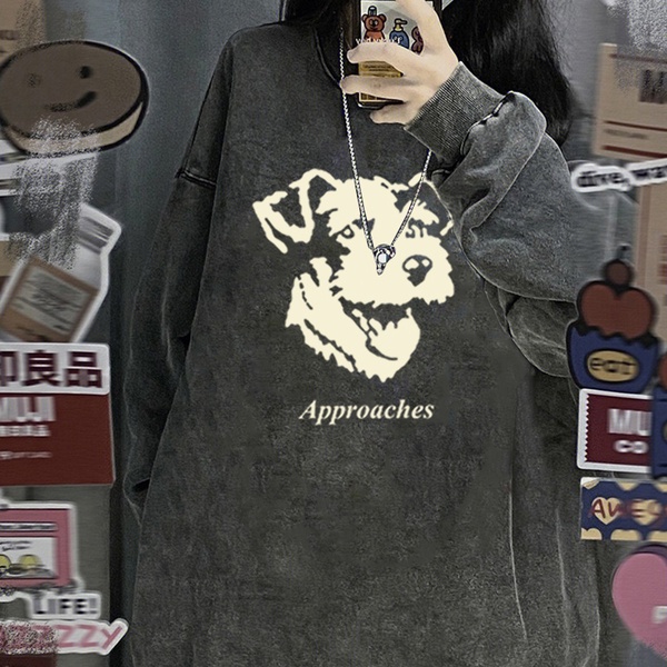 NRVP Áo nữ cổ tròn dài tay dáng rộng thời trang Hàn Quốc mới 2023