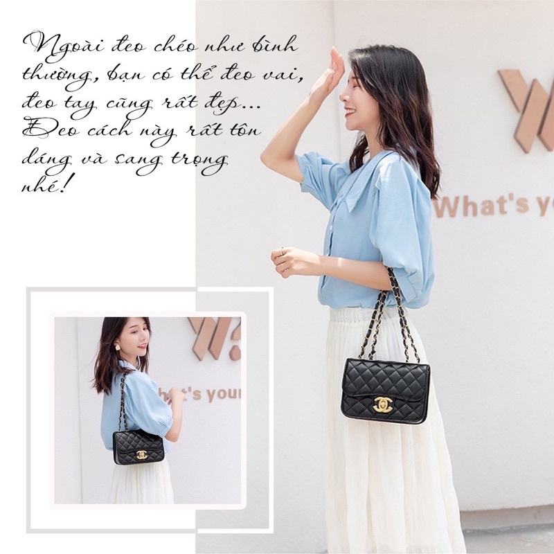 Túi xách nữ đeo chéo kẹo nách cầm tay luồn xích khoá x sang chảnh