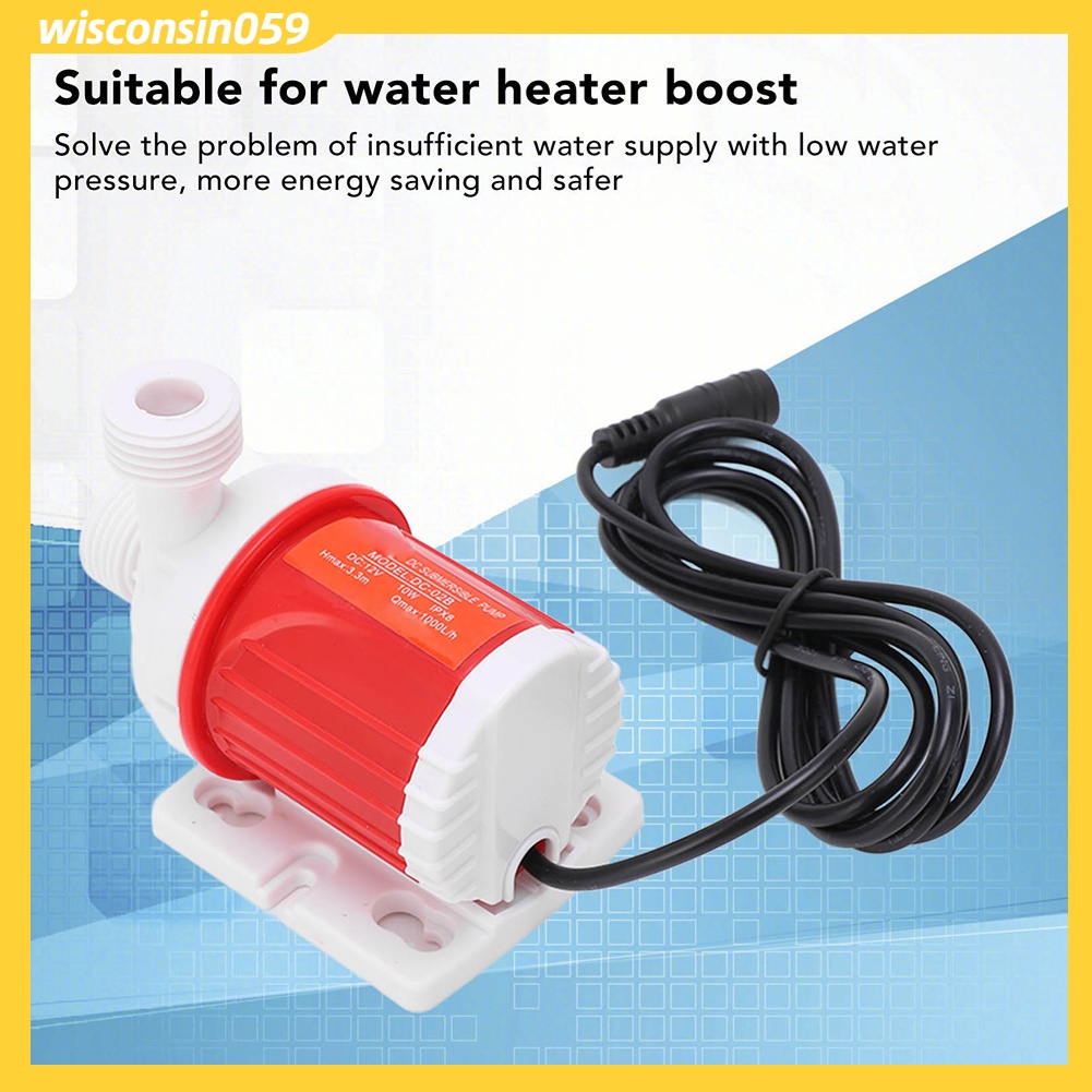 DC12V 10W 1000L/H Bơm nước DC không chổi than Circulating Pump Silent Mini Submersible Bơm gia dụng Bơm đổ bộ【Wisconsin059】