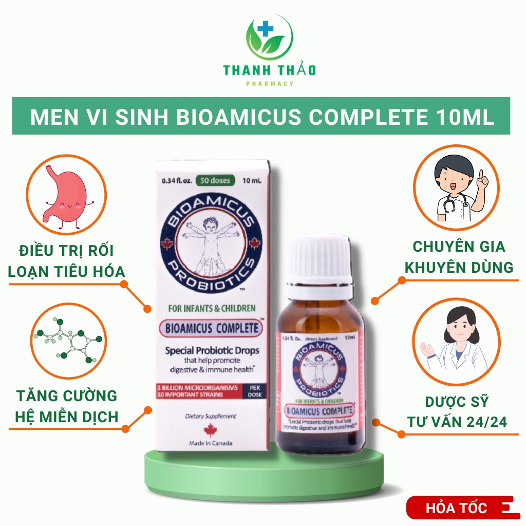Men vi sinh BioAmicus Complete 10ml hỗ trợ tiêu hóa, giảm táo bón cho bé - Thanh Thảo Pharmacy