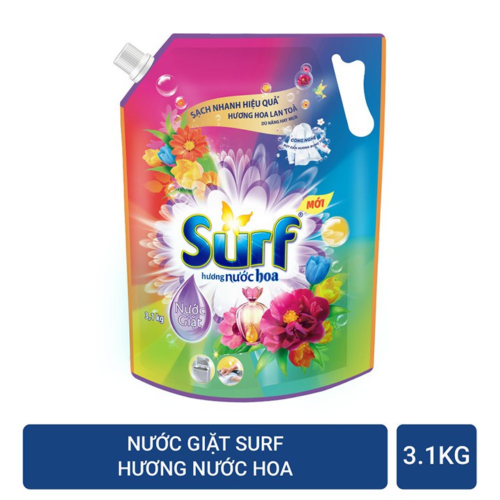 Nước Giặt Cao Cấp Surf 3IN1 Hương Nhiệt Đới 3,5kg/ Hương Nước Hoa 3,1kg