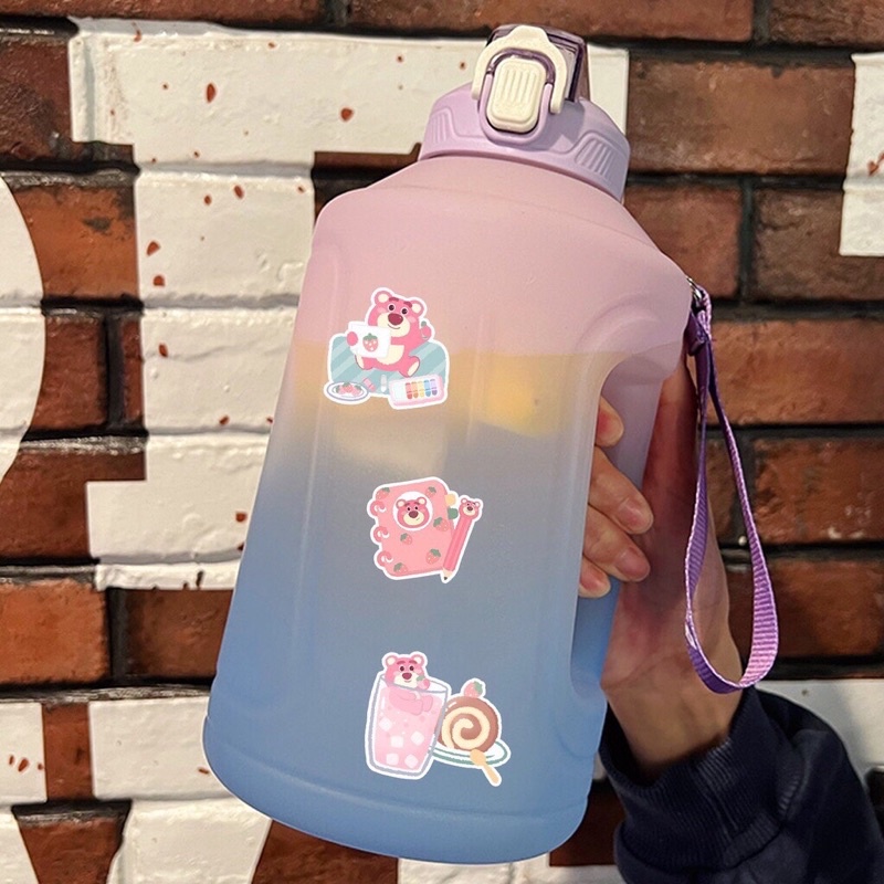 Sticker gấu dâu tây lotso dán nón bảo hiểm/sổ/nhật ký/vali chống thấm nước De Perier