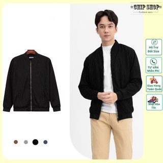 Áo Khoác nam cổ bomber da lộn trơn thời trang nam trẻ thu đông Hàn Quốc