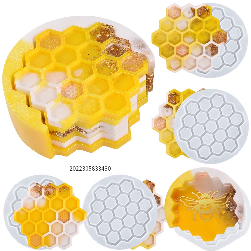 Khuôn Silicone Làm Đế Lót Ly Hình Tổ Ong DIY
