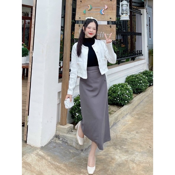 Chân váy suôn dáng chữ A, 2 lớp