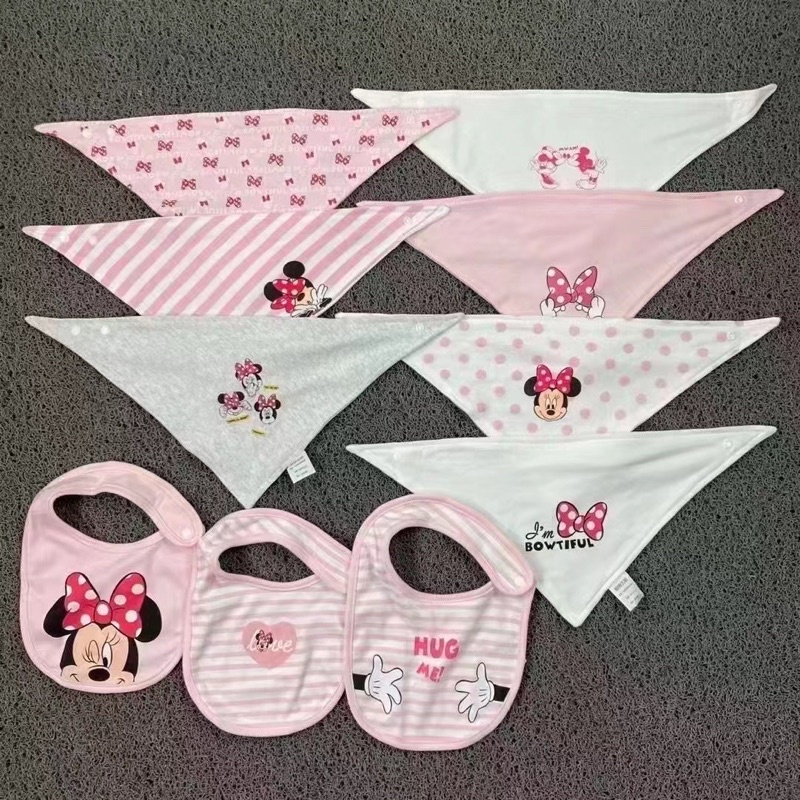 Yếm tam giác cotton Disney xuất xịn set 10 chiếc cho bé trai bé gái