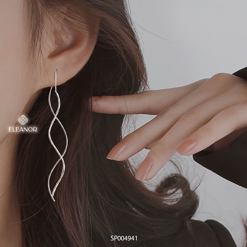 Bông tai nữ dáng dài Eleanor Accessories hình xoắn lấp lánh phụ kiện trang sức 3926
