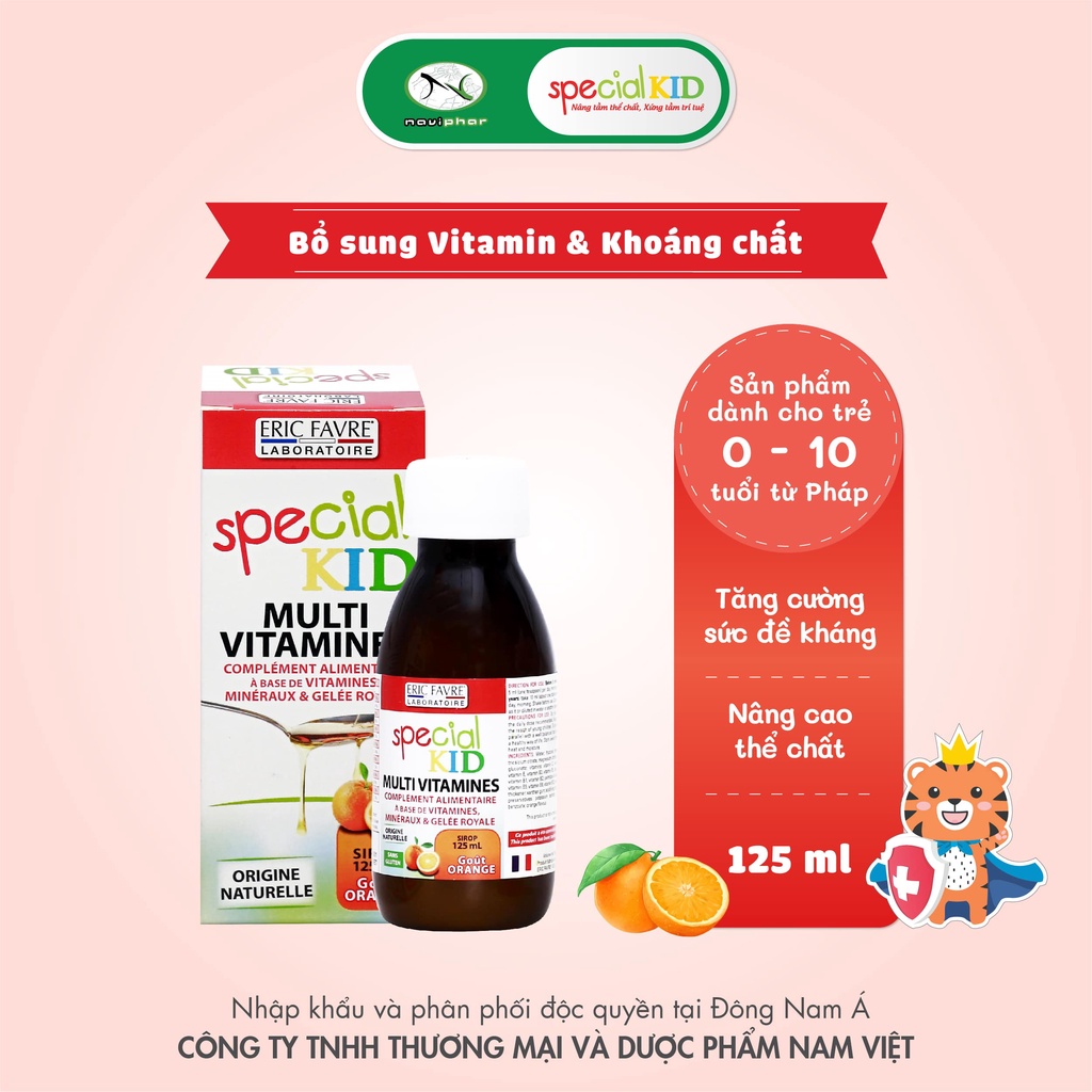 Siro nâng cao thể chất, hệ miễn dịch, bổ sung Vitamin và Khoáng thiết yếu - Special Kid Multivitamines - 125ml [Pháp]