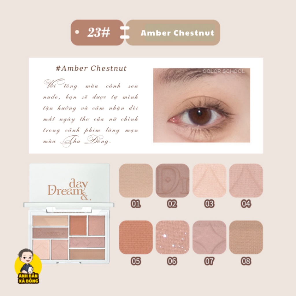 Bảng Phấn Mắt 8 ô Nhũ Lì COLOR SCHOOL 8-Color Dream Day Eyeshadow Palette CS010