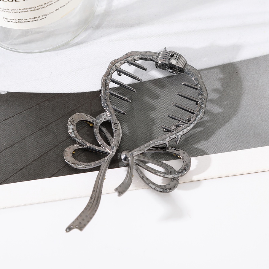 Kẹp Tóc Nơ Kim Loại Đính Đá Pha Lê 10cm Phong Cách Hàn Quốc