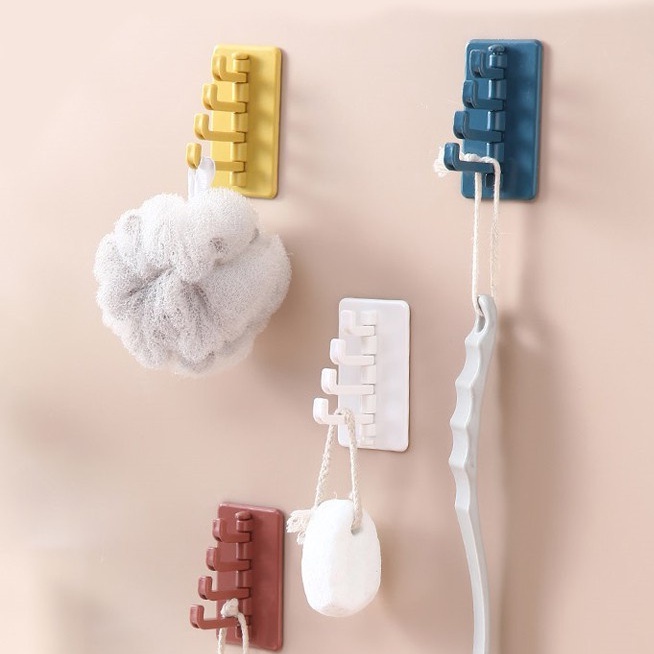 Móc Dán Tường 4 Nhánh Nhiều Màu Móc Treo Quần Áo Mẫu Mới TOMSHOP H089