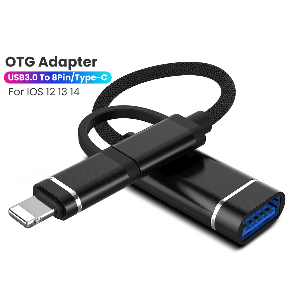 Dây Cáp Chuyển Đổi USB 3.0 Sang 8-Pin / Type C OTG 2 Trong 1 Cho iPhone 14 13 12 Pro iOS 13