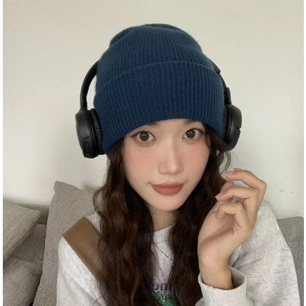 Mũ Beanie Dệt Kim Unisex Mềm Mại Co Giãn Màu Trơn Giữ Ấm Mùa Đông