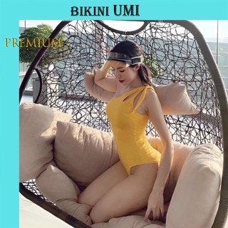 Bikini 1 mảnh khoét eo vàng- bikini umi