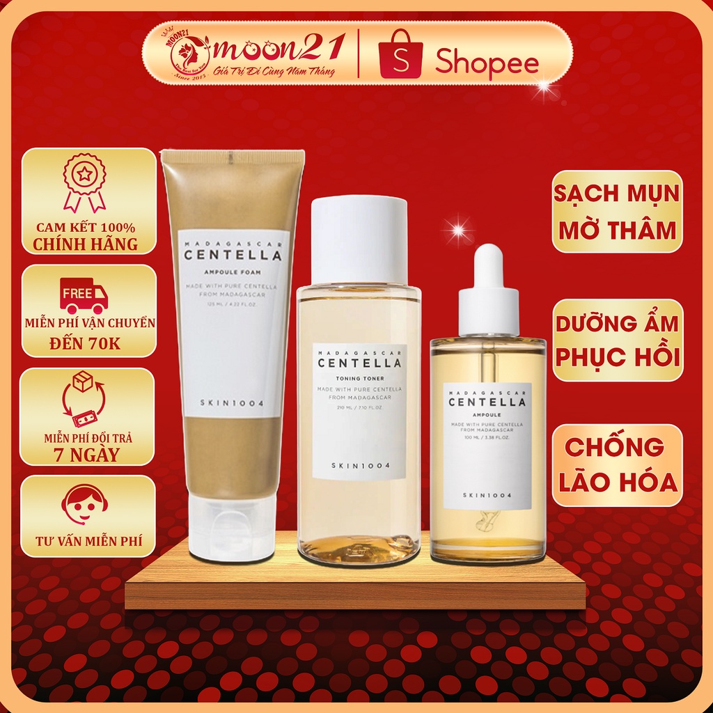 Bộ mỹ phẩm dưỡng da rau má SKIN1004 Madagascar Skin1004 Tinh Chất Rau Má cho da nhạy cảm Auth Hàn Quốc