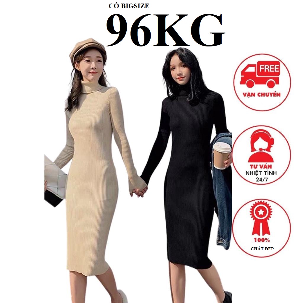 Váy Len body CỔ LỌ, Tôn dáng, Khoe đường cong trong ngày đông giá rét, có Bigsize tới 90KG