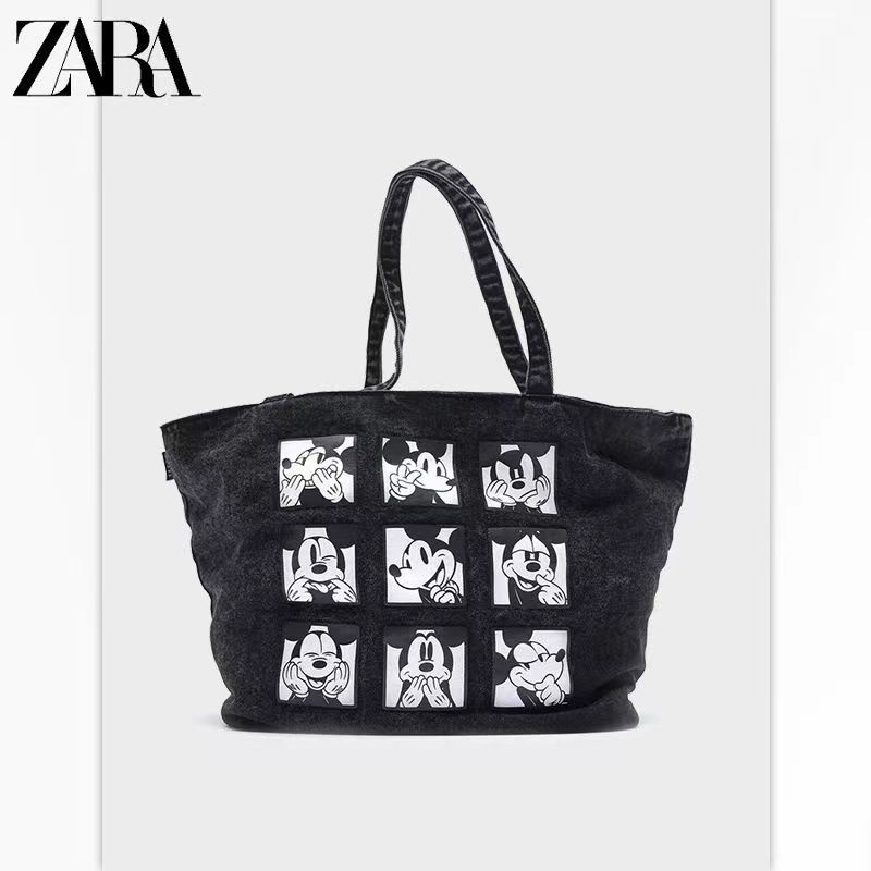 Disney Túi Xách Đeo Vai Zara Vải Canvas Cỡ Lớn In Hình Chuột Mickey Dễ Thương Cho Nữ