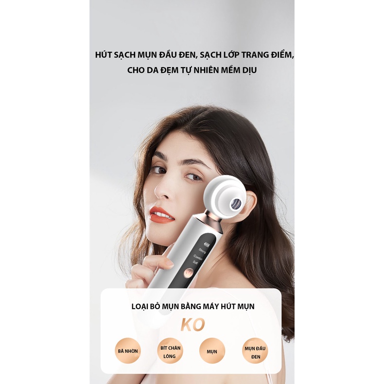 Máy hút mụn 3 chức năng tích hợp đèn led, hút sạch mụn, giúp sạch da và trắng sáng 1 cách tự nhiên.