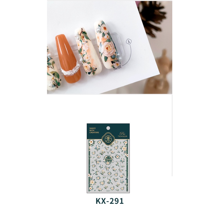 Miếng Dán Trang Trí Móng Tay In Hoa Trà Xinh Xắn KX-291