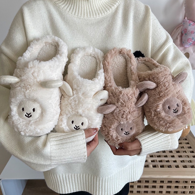 Dép Bông Cừu Nam Nữ Lông Mềm Đi Trong Nhà Mùa Đông A155 A128 A129 CUTE ACCESSORIES TOP 1