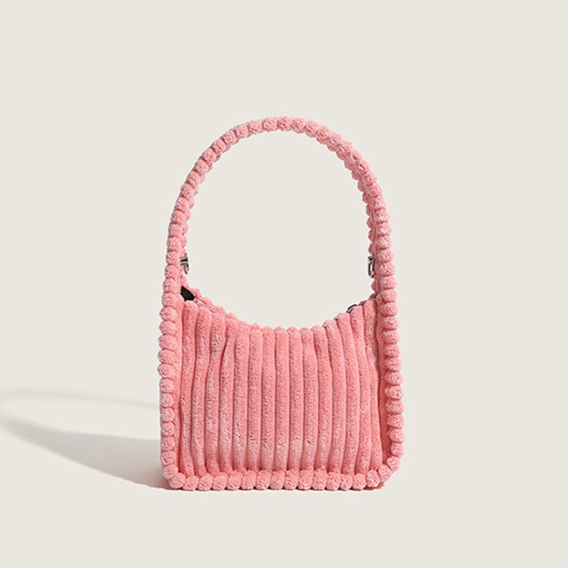 Túi Đeo Chéo Dây Xích Bằng Vải Nhung In Chữ Cái Màu Hồng Dành Cho Bạn Nữ