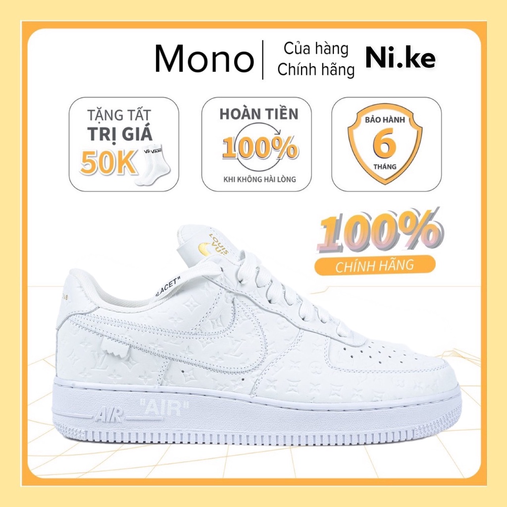 Giày AF1 LV Trắng, Giày thể thao Air Force 1 mix LV White họa tiết unisex Full Box hót trend 2022