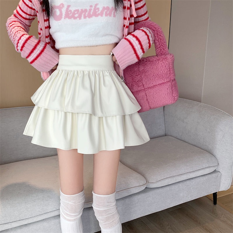 Chân Váy Da PU Xếp Ly Dáng Chữ a Lưng Cao Thời Trang Thu Đông Hàn Quốc 2022 Cho Nữ