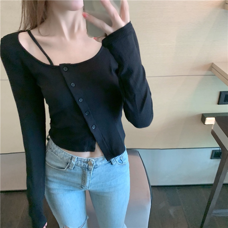 Áo Croptop Tay Dài Thiết Kế Mới Thời Trang Mùa Xuân Thu Dành Cho Nữ
