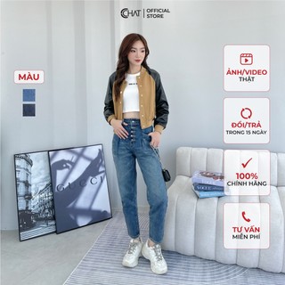 Quần jean nữ 𝐂𝐂𝐇𝐀𝐓 dáng baggy cạp kiểu moi túi ốp 22gdj2003bh