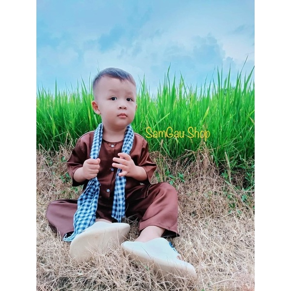 Bộ Bà ba Nông dân tay ngắn cho bé trai bé gái từ 7-35kg SamGau Shop