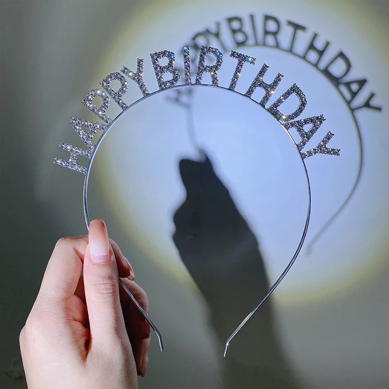 Bờm, Băng Đô Cài Tóc Sinh Nhật HAPPY BIRTHDAY Đính Đá Trắng Free Size CT09