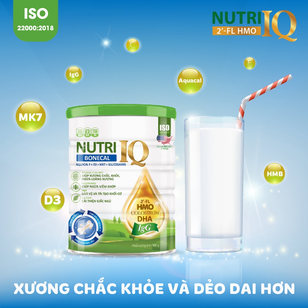 Sữa Nutri IQ Boncare cho người cần bổ sung caxi ,ngừa loãng xương ,ngừa viêm khớp,cải tiện giấc ngủ