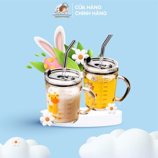 Cốc thuỷ tinh chia vạch Totvatot 400 ml tiện lợi cho mẹ ước lượng lượng nước cho bé tiện lợi